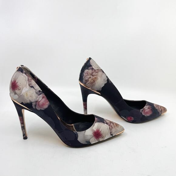 TED BAKER 'Kawaap Chelsea' Floral Satin Pointed-Toe Stiletto Pumps - Picture 2 of 8